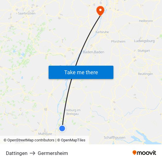 Dattingen to Germersheim map