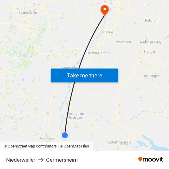 Niederweiler to Germersheim map