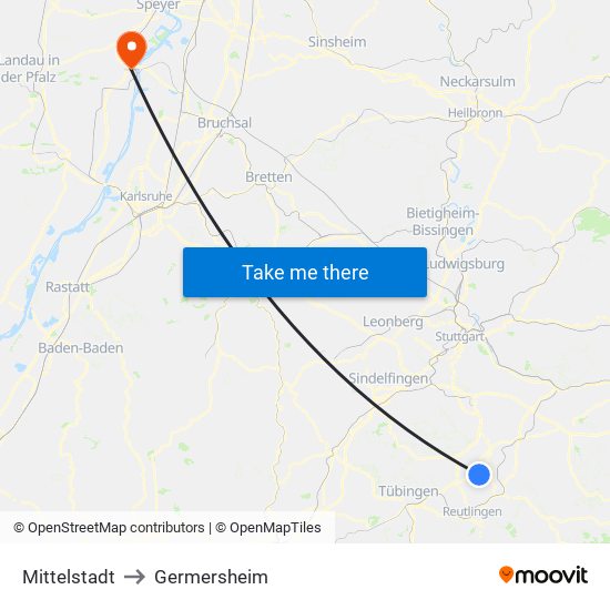 Mittelstadt to Germersheim map