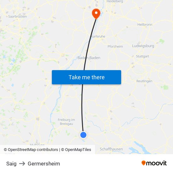 Saig to Germersheim map