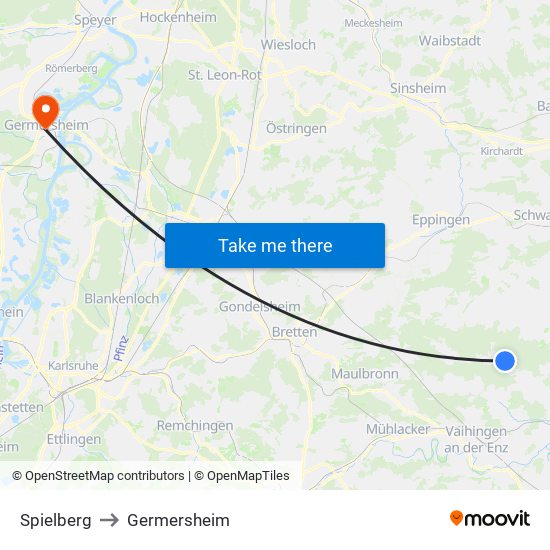 Spielberg to Germersheim map