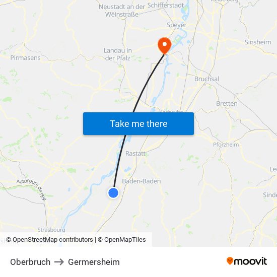 Oberbruch to Germersheim map