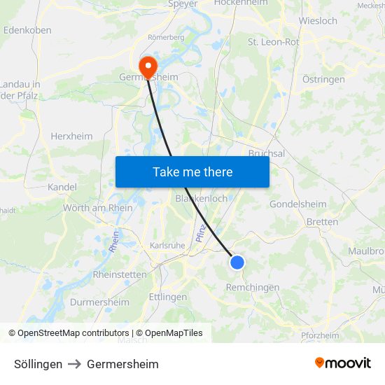 Söllingen to Germersheim map