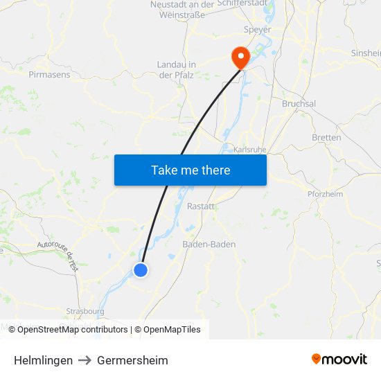 Helmlingen to Germersheim map