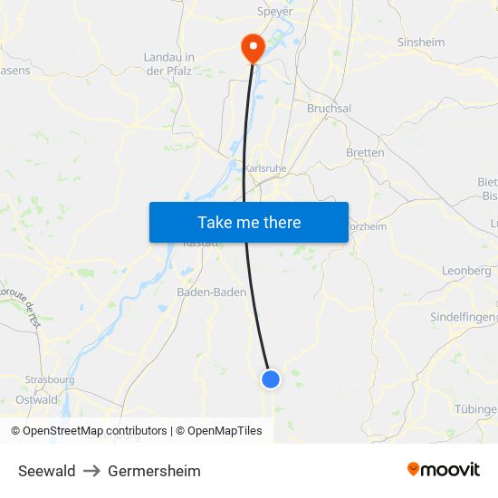 Seewald to Germersheim map