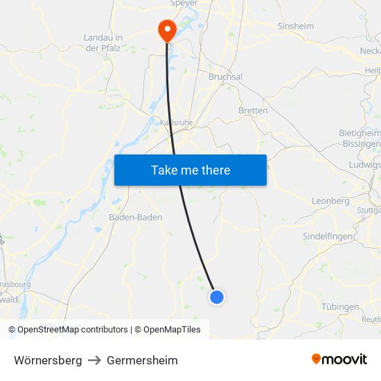 Wörnersberg to Germersheim map