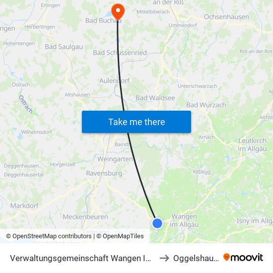 Verwaltungsgemeinschaft Wangen Im Allgäu to Oggelshausen map