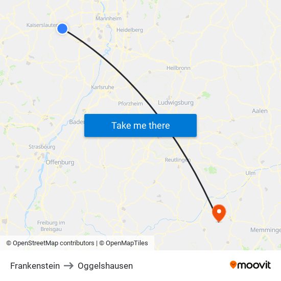 Frankenstein to Oggelshausen map