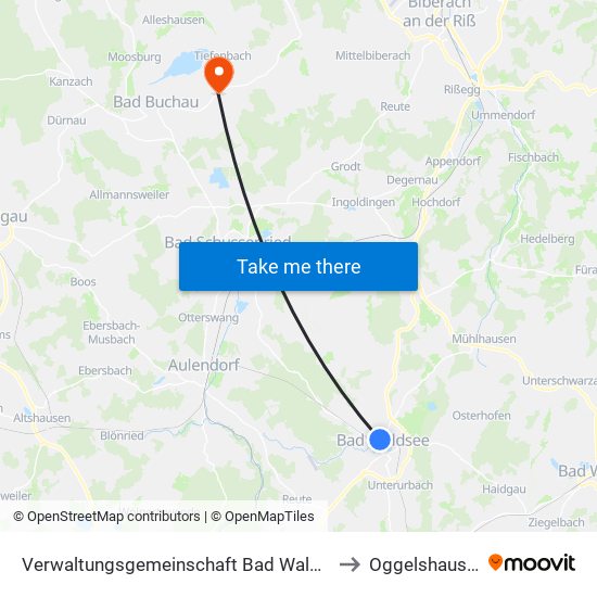 Verwaltungsgemeinschaft Bad Waldsee to Oggelshausen map