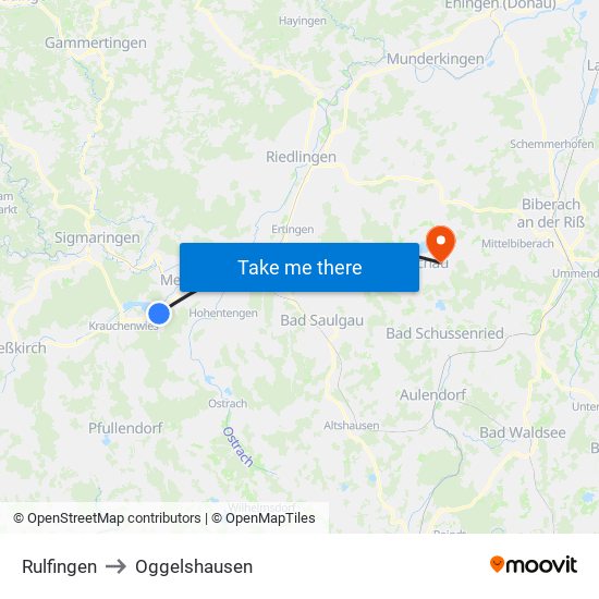 Rulfingen to Oggelshausen map