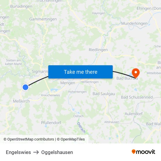 Engelswies to Oggelshausen map
