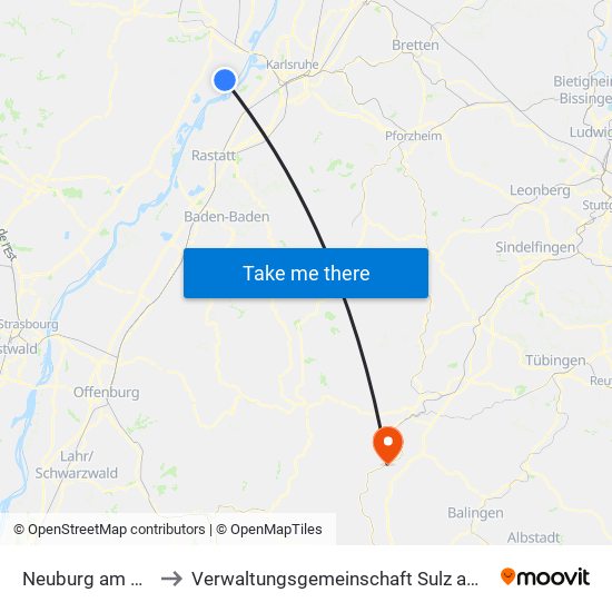 Neuburg am Rhein to Verwaltungsgemeinschaft Sulz am Neckar map