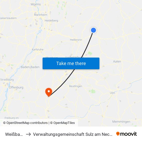 Weißbach to Verwaltungsgemeinschaft Sulz am Neckar map