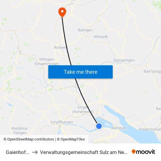 Gaienhofen to Verwaltungsgemeinschaft Sulz am Neckar map