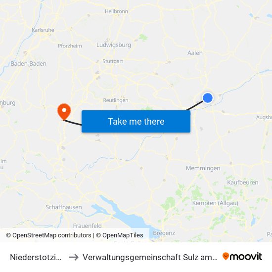 Niederstotzingen to Verwaltungsgemeinschaft Sulz am Neckar map