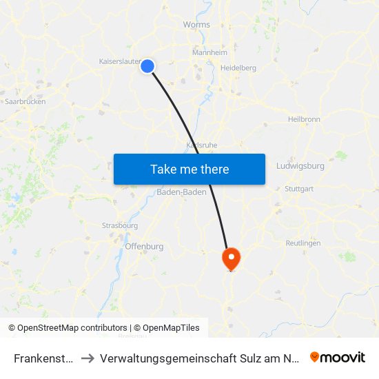 Frankenstein to Verwaltungsgemeinschaft Sulz am Neckar map