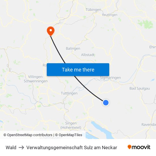 Wald to Verwaltungsgemeinschaft Sulz am Neckar map