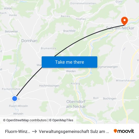 Fluorn-Winzeln to Verwaltungsgemeinschaft Sulz am Neckar map