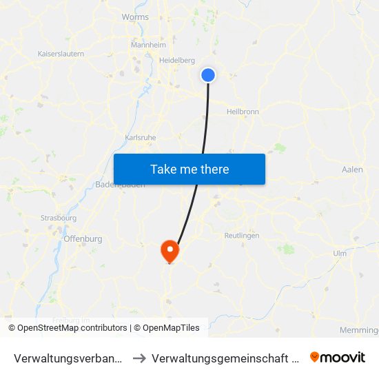 Verwaltungsverband Waibstadt to Verwaltungsgemeinschaft Sulz am Neckar map