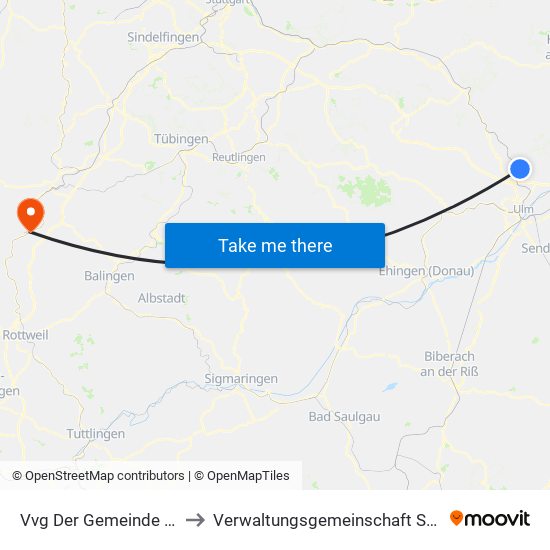 Vvg Der Gemeinde Dornstadt to Verwaltungsgemeinschaft Sulz am Neckar map