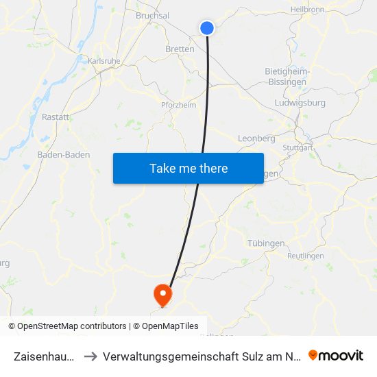 Zaisenhausen to Verwaltungsgemeinschaft Sulz am Neckar map