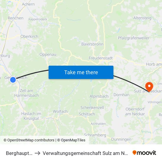 Berghaupten to Verwaltungsgemeinschaft Sulz am Neckar map