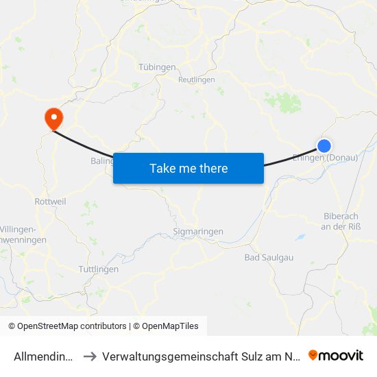 Allmendingen to Verwaltungsgemeinschaft Sulz am Neckar map