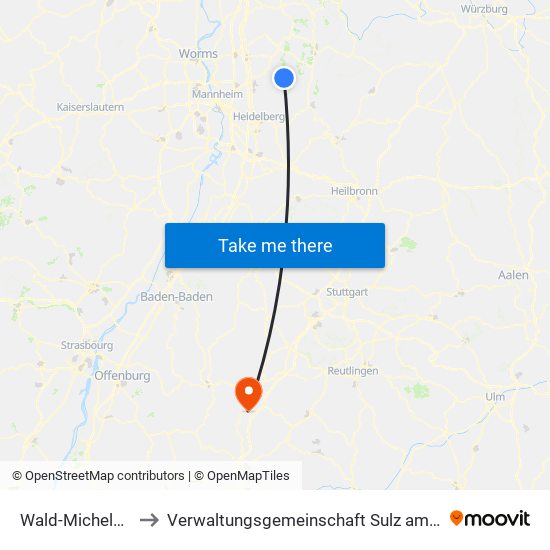 Wald-Michelbach to Verwaltungsgemeinschaft Sulz am Neckar map