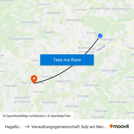 Hagelloch to Verwaltungsgemeinschaft Sulz am Neckar map