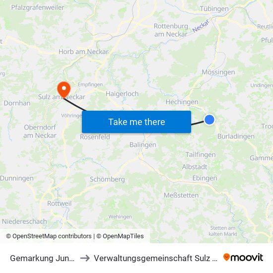 Gemarkung Jungingen to Verwaltungsgemeinschaft Sulz am Neckar map