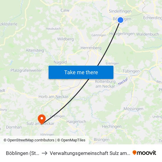 Böblingen (Stadt) to Verwaltungsgemeinschaft Sulz am Neckar map