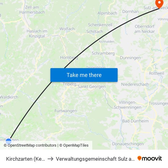 Kirchzarten (Kernort) to Verwaltungsgemeinschaft Sulz am Neckar map