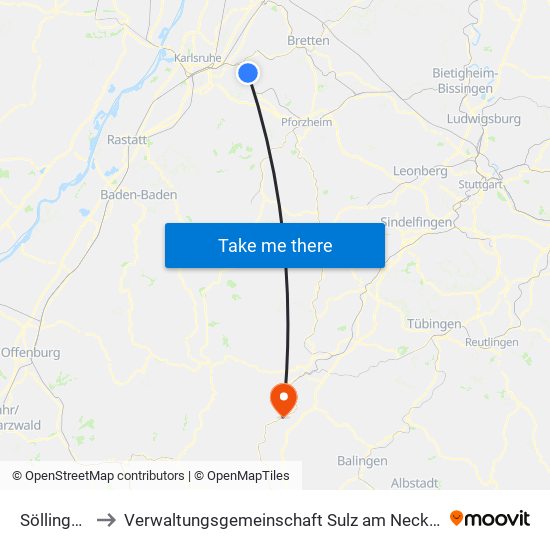 Söllingen to Verwaltungsgemeinschaft Sulz am Neckar map