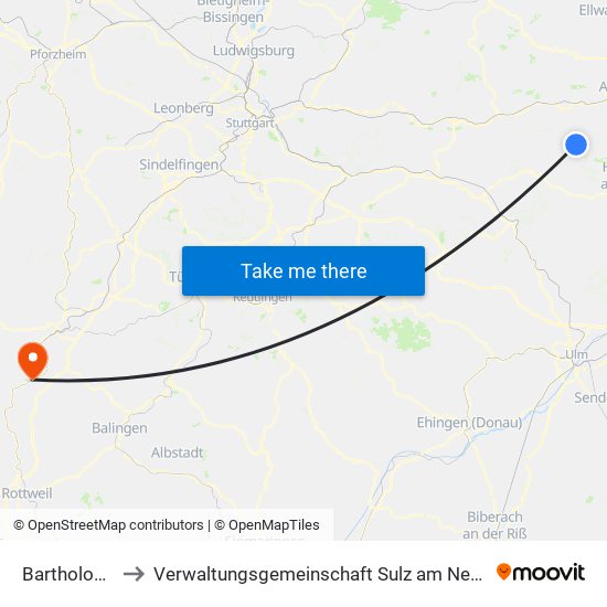 Bartholomä to Verwaltungsgemeinschaft Sulz am Neckar map