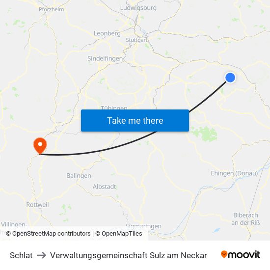 Schlat to Verwaltungsgemeinschaft Sulz am Neckar map