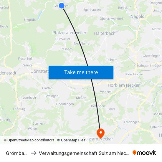 Grömbach to Verwaltungsgemeinschaft Sulz am Neckar map