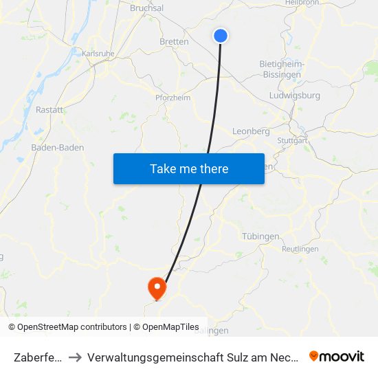 Zaberfeld to Verwaltungsgemeinschaft Sulz am Neckar map