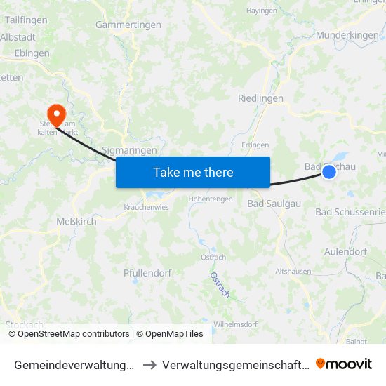 Gemeindeverwaltungsverband Bad Buchau to Verwaltungsgemeinschaft Stetten am Kalten Markt map