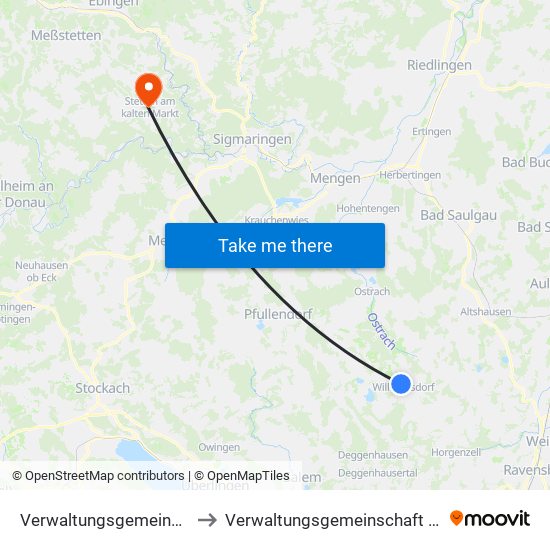 Verwaltungsgemeinschaft Wilhelmsdorf to Verwaltungsgemeinschaft Stetten am Kalten Markt map