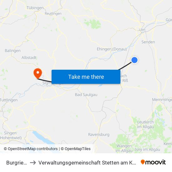 Burgrieden to Verwaltungsgemeinschaft Stetten am Kalten Markt map