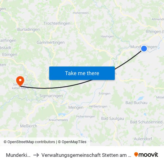 Munderkingen to Verwaltungsgemeinschaft Stetten am Kalten Markt map