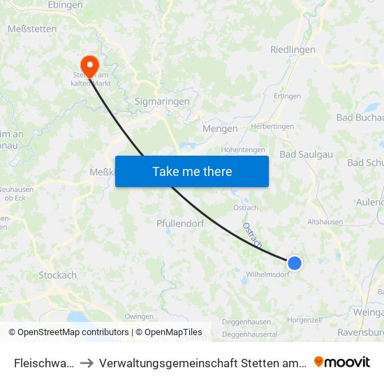 Fleischwangen to Verwaltungsgemeinschaft Stetten am Kalten Markt map