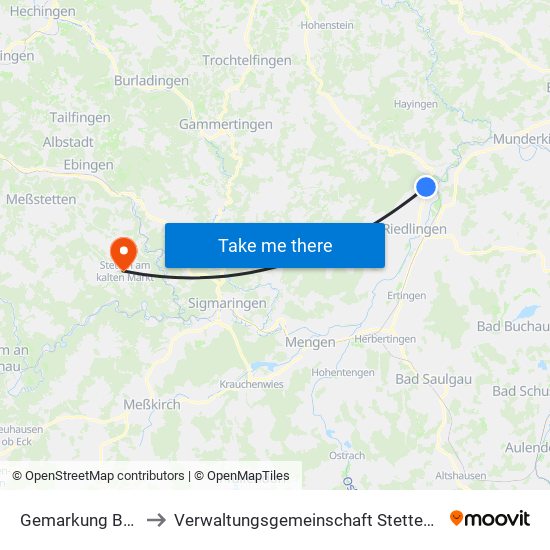 Gemarkung Bechingen to Verwaltungsgemeinschaft Stetten am Kalten Markt map