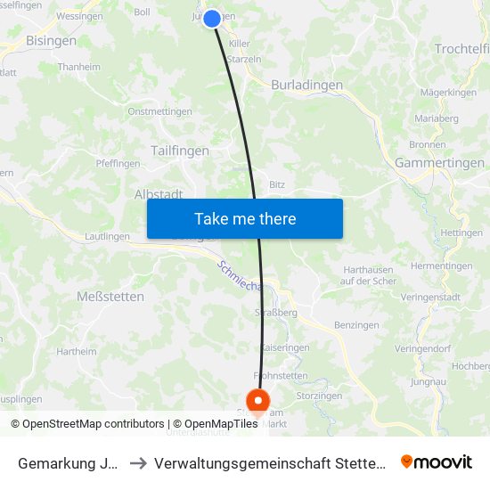 Gemarkung Jungingen to Verwaltungsgemeinschaft Stetten am Kalten Markt map