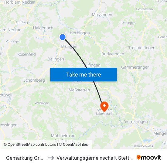 Gemarkung Grosselfingen to Verwaltungsgemeinschaft Stetten am Kalten Markt map