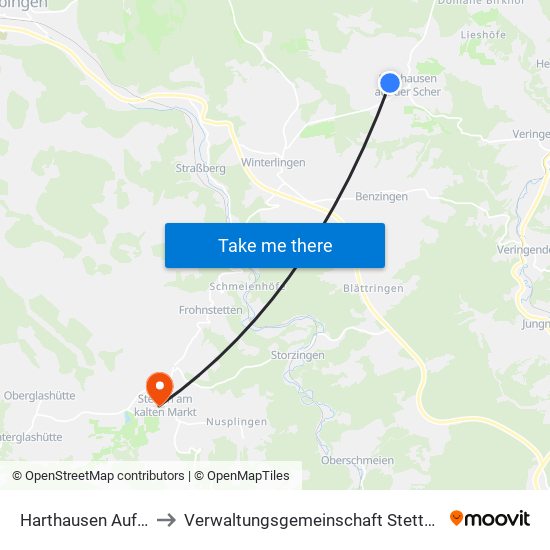 Harthausen Auf Der Scher to Verwaltungsgemeinschaft Stetten am Kalten Markt map