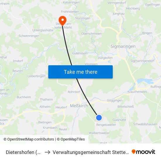 Dietershofen (Meßkirch) to Verwaltungsgemeinschaft Stetten am Kalten Markt map