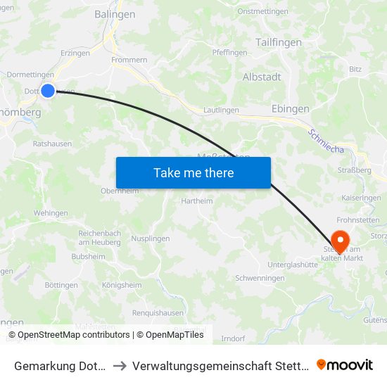 Gemarkung Dotternhausen to Verwaltungsgemeinschaft Stetten am Kalten Markt map