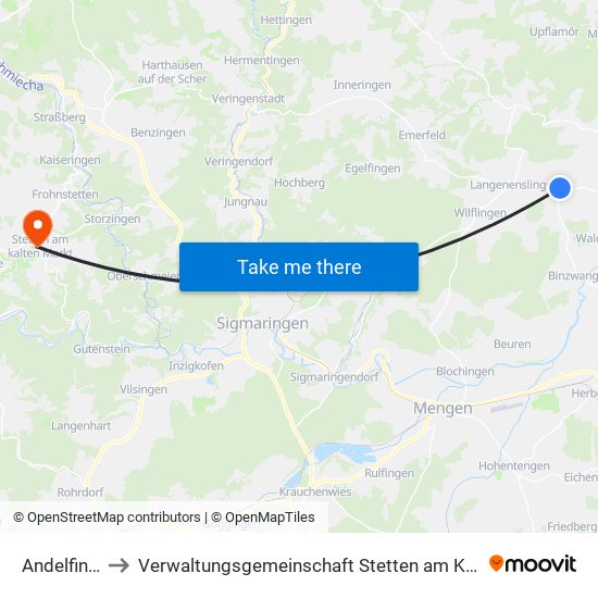 Andelfingen to Verwaltungsgemeinschaft Stetten am Kalten Markt map