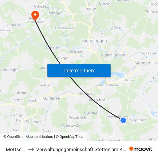 Mottschieß to Verwaltungsgemeinschaft Stetten am Kalten Markt map